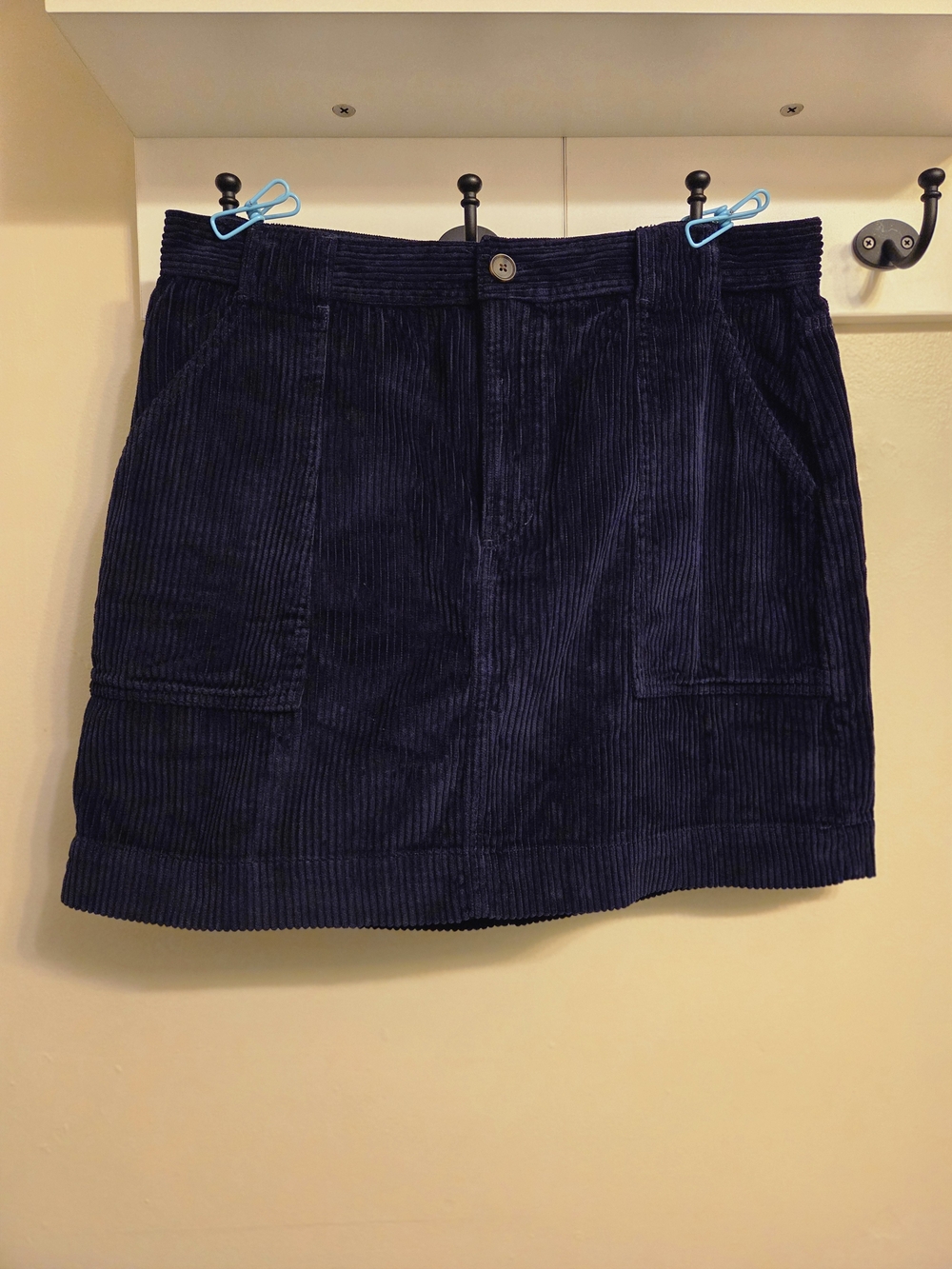 GAP Navy Blue Corduroy Mini Skirt 14P Retro Preppy Dark Academia Patch Pockets